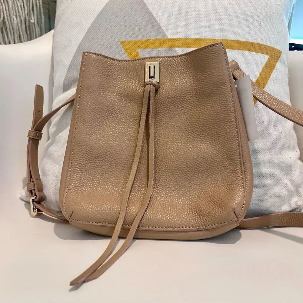 Rebecca Minkoff Darren Pebbled Leather Shoulder Bag Driftwood NEW Gold Hardware